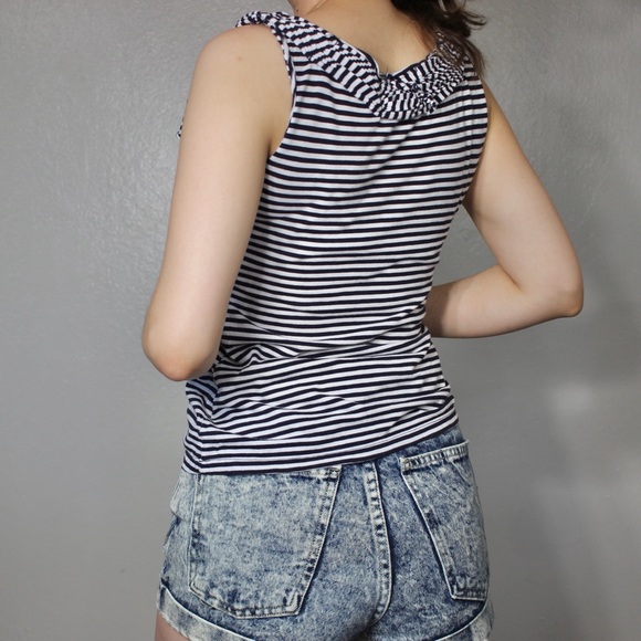 Anthropologie Deletta Blouse Ruffle Drape Striped - Picture 9 of 9